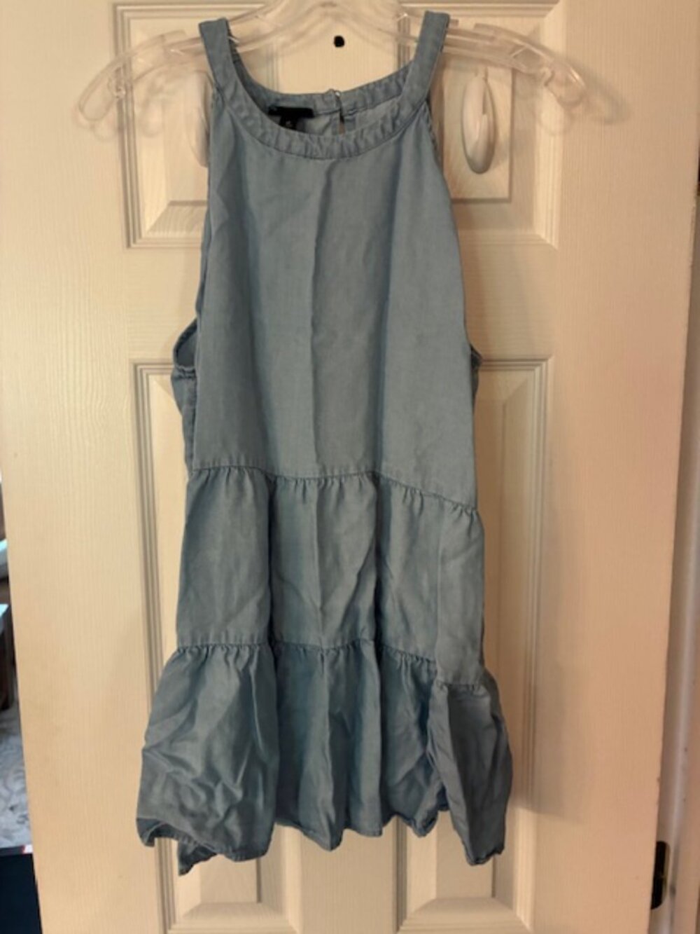 Torrid Women's Blue Chambray Sleeveless Halter Ruffles Top Size 12/L/Torrid 0
